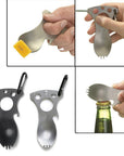 Edc Pocket Multifunction Screwdriver Bottle Opener Spoon Spork Survival-EnjoyOutdoor Store-Silver-Bargain Bait Box