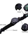 Edc Tactical Multi Outdoor Camping Survival Bracelet Watch Compass Rescue Rope-Younger - malls Store-A1-Bargain Bait Box