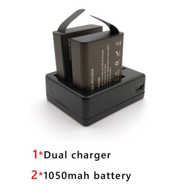 Eken Battery (Pg1050 Batteries ) + Dual Usb Charger For Sjcam Sj4000 Sj8000-Action Cameras-ZXTOP Store-charger and1battery2-Bargain Bait Box