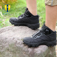 Esdy Men Hiking Boots Lacing System Boots Military Tactical Combat Waterproof-TAP Outdoor Products Mall-Black-6.5-Bargain Bait Box