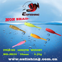 Esfishing Mon Shad 1.2" Fishing Lures Soft Silicone Bait Smell Ice Fishing 12Pcs-Esfishing Lure Store-PA12-Bargain Bait Box