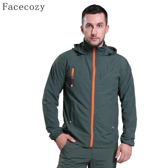 Facecozy Men Summer Sun Uv Protection Hooded Jacket Male Quick Dry Hiking-World Outdoor Store-men army green-XXS-Bargain Bait Box