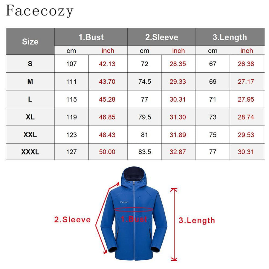Facecozy Men Winter Hiking Jackets Fleece Waterproof Breathable Camping Trekking-Facecozy Official Store-Black-Asian size S-Bargain Bait Box