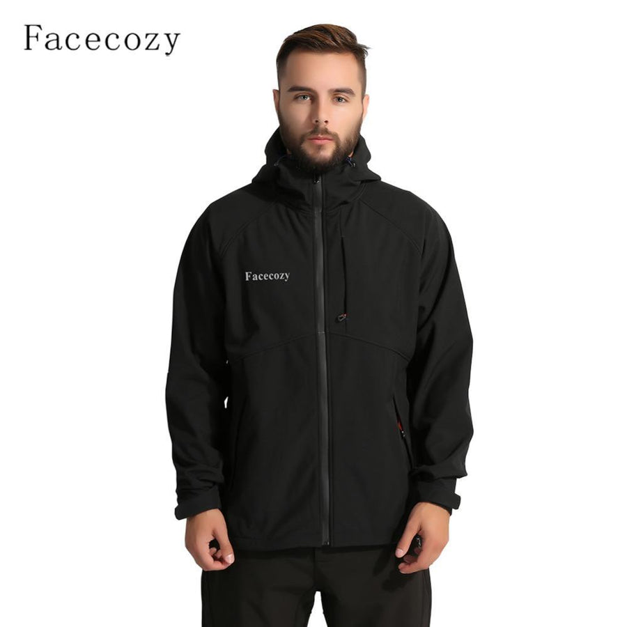 Facecozy Men Winter Hiking Jackets Fleece Waterproof Breathable Camping Trekking-Facecozy Official Store-Black-Asian size S-Bargain Bait Box