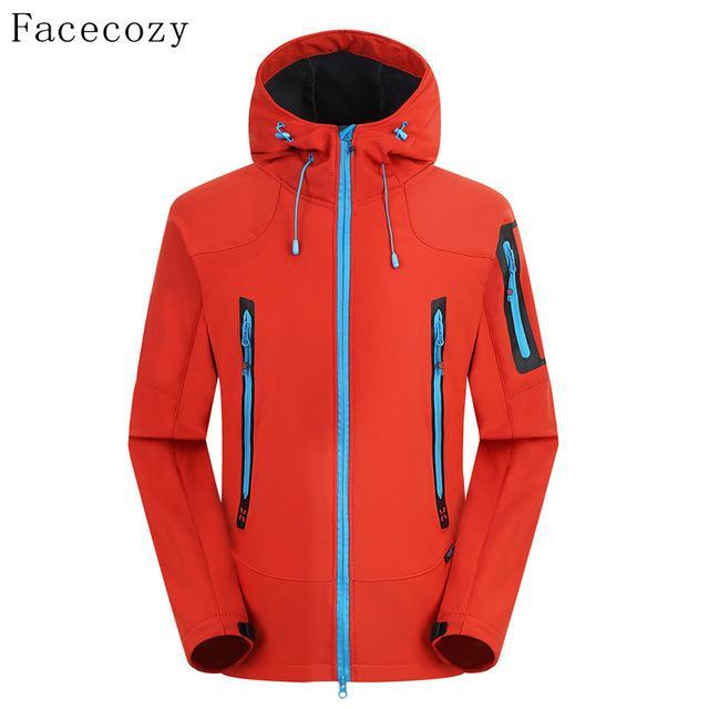 Facecozy Men&#39;S Autumn Outdoor Breathable Camping Softshell Jacket Front Zipper-Facecozy Official Store-china red-M-Bargain Bait Box
