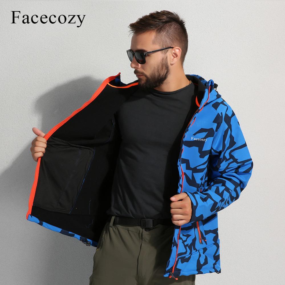 Facecozy Men&#39;S Autumn Outdoor Hiking Jacket Male Front Zipper Camping-Facecozy Official Store-blue Camouflage-M-Bargain Bait Box