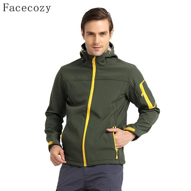 Facecozy Men'S Autumn Outdoor Hiking Softshell Jacket Quick Dry Breathable-Facecozy Official Store-army green-S-Bargain Bait Box