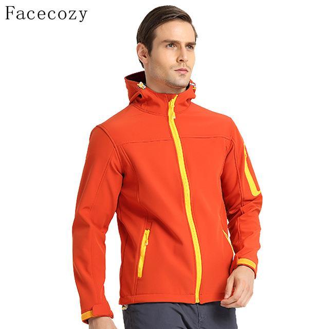 Facecozy Men'S Autumn Outdoor Hiking Softshell Jacket Quick Dry Breathable-Facecozy Official Store-orange-S-Bargain Bait Box