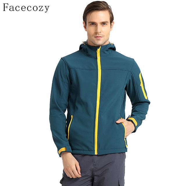 Facecozy Men'S Autumn Outdoor Hiking Softshell Jacket Quick Dry Breathable-Facecozy Official Store-peacock blue-S-Bargain Bait Box