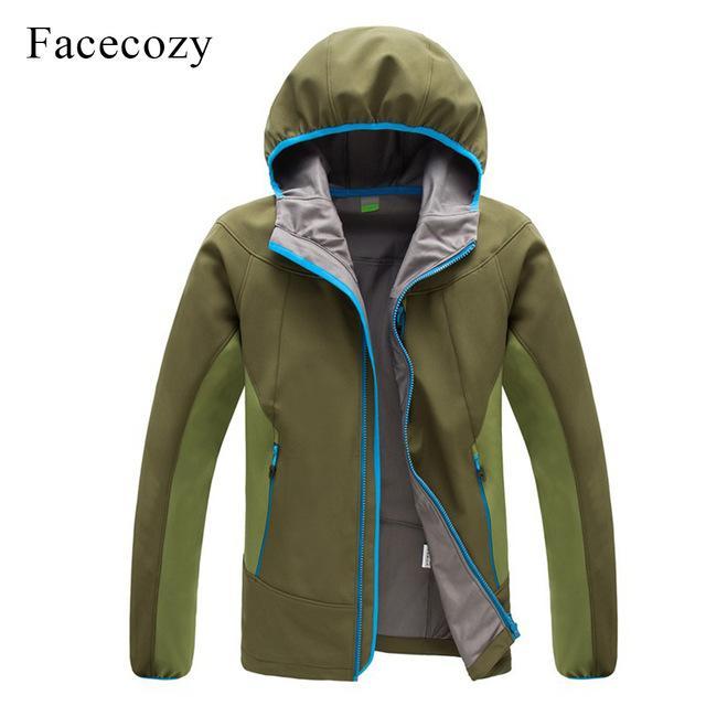 Facecozy Men&#39;S Outdoor Autumn Breathable Patchwork Hiking Softshell Jacket-Facecozy Official Store-men army green-Asian size S-Bargain Bait Box