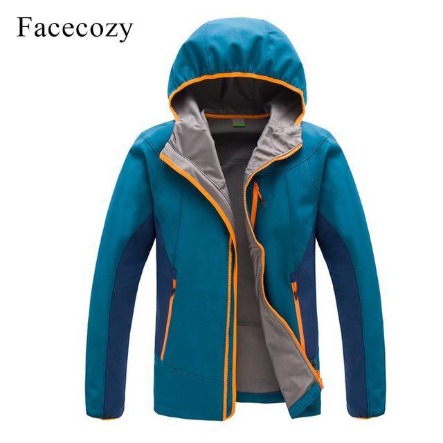 Facecozy Men&#39;S Outdoor Autumn Breathable Patchwork Hiking Softshell Jacket-Facecozy Official Store-men peacock blue-Asian size S-Bargain Bait Box