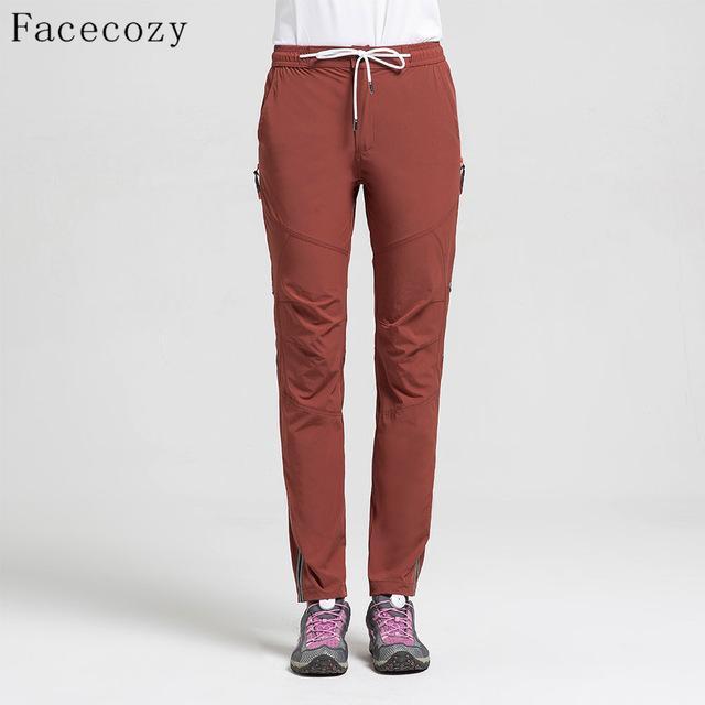 Facecozy Women Summer Quick Dry Pants Elastic Nylon Breathable Tear-Resistant-Facecozy Official Store-Rust Red-S-Bargain Bait Box