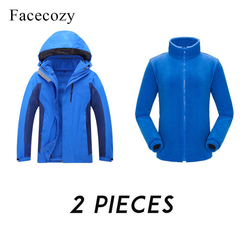 Facecozy Women Winter 2 Pieces Waterproof Softshell Hiking Camping Trekking-Facecozy Official Store-Hu Blue-Asian size S-Bargain Bait Box