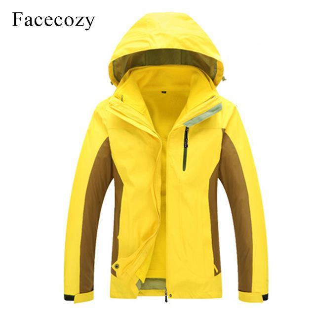 Facecozy Women Winter 2 Pieces Waterproof Softshell Hiking Camping Trekking-Facecozy Official Store-Yellow-Asian size S-Bargain Bait Box
