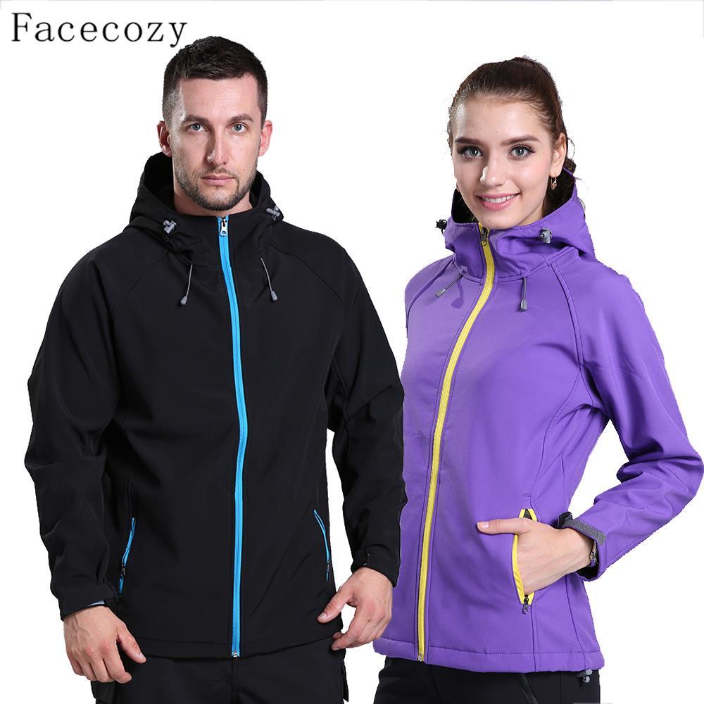 Facecozy Women&amp;Men Autumn Outdoor Sports Softshell Jacket Couples Windproof-Facecozy Official Store-men black-S-Bargain Bait Box
