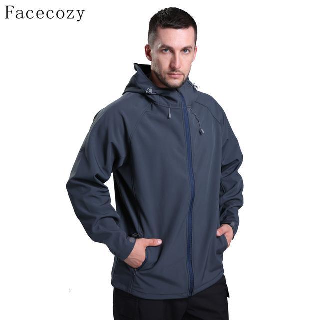 Facecozy Women&amp;Men Autumn Outdoor Sports Softshell Jacket Couples Windproof-Facecozy Official Store-men gray-S-Bargain Bait Box
