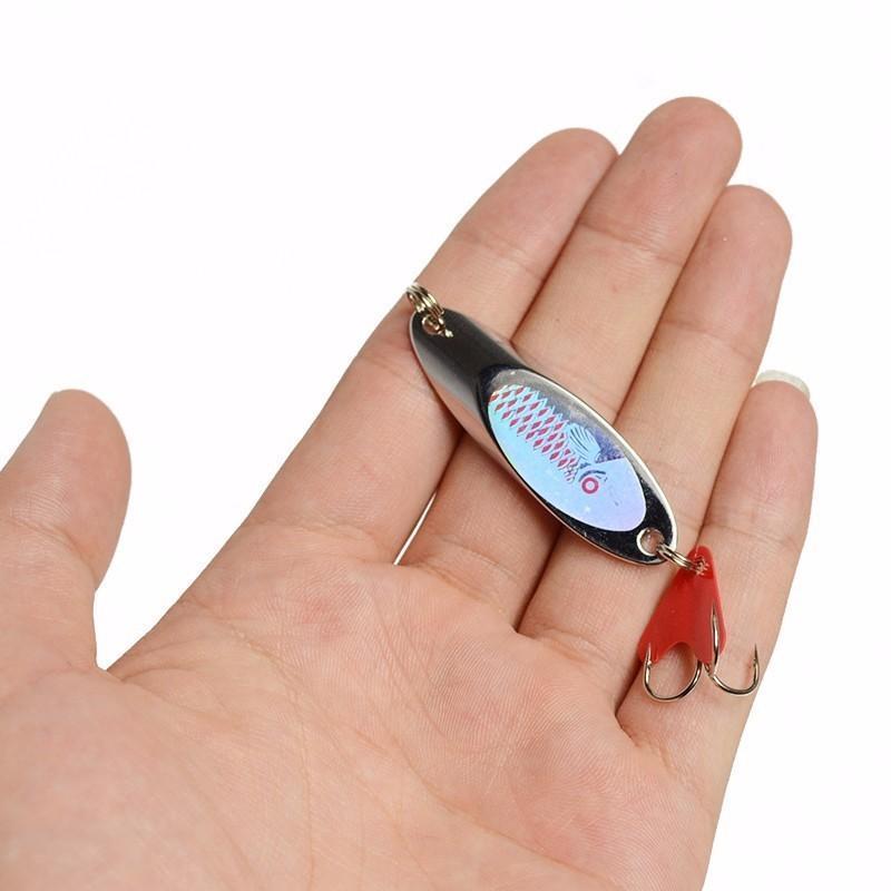 Feathered Metal Spoon Fishing Lure Bait Red Scale Spoon Lures With Plastic-leo Official Store-10g-Bargain Bait Box