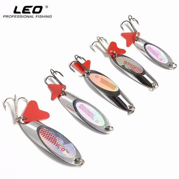 Feathered Metal Spoon Fishing Lure Bait Red Scale Spoon Lures With Plastic-leo Official Store-10g-Bargain Bait Box