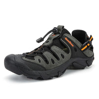 Feozyz 39-46 Summer Hiking Sandals Men Genuine Leather Outdoor Shoes Sneakers-FEOZYZ Official Store-Gray-7-Bargain Bait Box