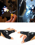 Fingerless Glove Led Flashlight Torch Outdoor Fishing Camping Hiking Magic Strap-karkool Store-left hand-Bargain Bait Box