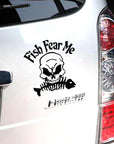 Fish Fear Me Reflective Go Fishing Car Sticker Skull Decal For Volkswagen Golf 6-Fishing Decals-Bargain Bait Box-Black-Bargain Bait Box