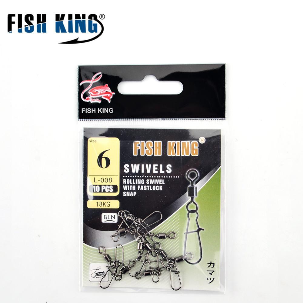 Fish King 1 Pack 1/0# 3/0# 2# 4# 6# 8# 10# 12# Fishing Rolling Swivel With-FISH KING Official Store-01-Bargain Bait Box