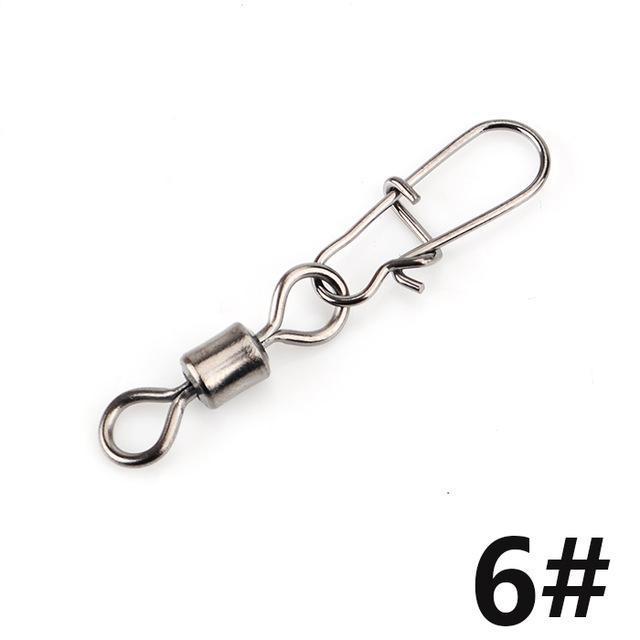 Fish King 1/0# 3/0# 2# 4# 6# 8# 10# 12# Fishing Rolling Swivel With Fast Lock-FISH KING First franchised Store-10PCS Per Pack Size6-Bargain Bait Box