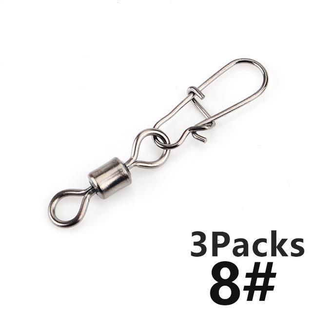 Fish King 1/0# 3/0# 2# 4# 6# 8# 10# 12# Fishing Rolling Swivel With Fast Lock-FISH KING First franchised Store-10PCS Per Pack Size814-Bargain Bait Box