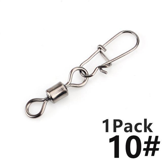 Fish King 1/0# 3/0# 2# 4# 6# 8# 10# 12# Fishing Rolling Swivel With Fast Lock-FISH KING First franchised Store-10PCSPer Pack Size10-Bargain Bait Box