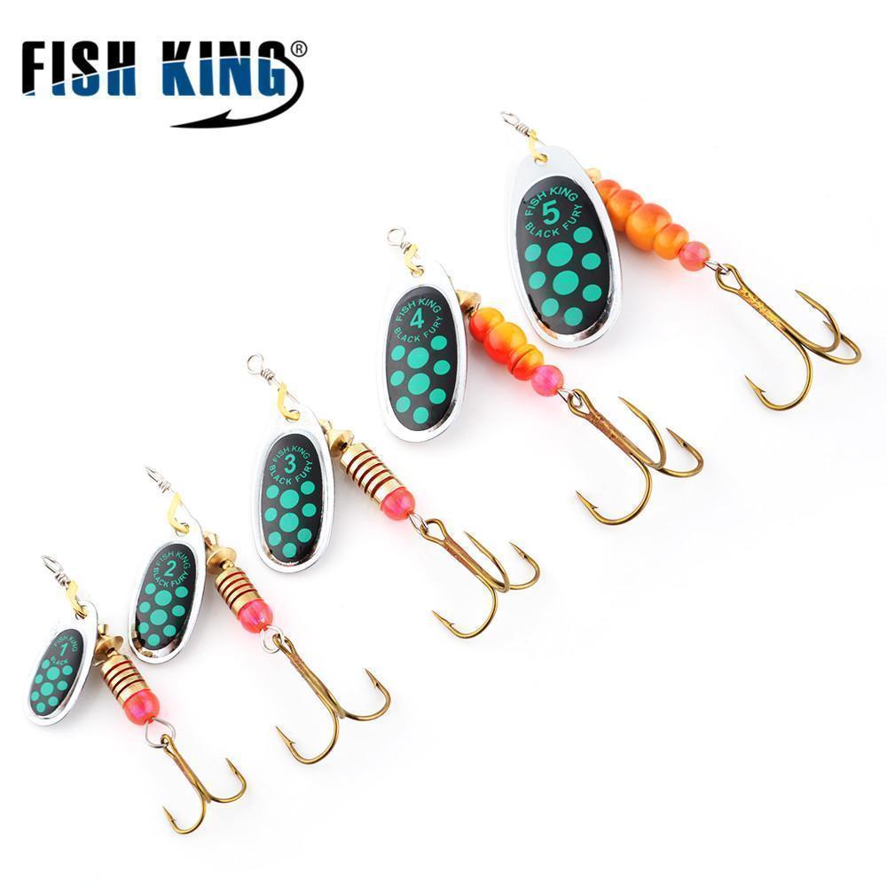 Fish King 1Pc Size0-Size5 Fishing Hard Lure Bait Leurre Peche Mepps Spoon-FISH KING First franchised Store-Black Green Size1-Bargain Bait Box