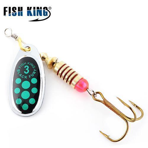 Fish King 1Pc Size0-Size5 Fishing Hard Lure Bait Leurre Peche Mepps Spoon-FISH KING First franchised Store-Black Green Size3-Bargain Bait Box