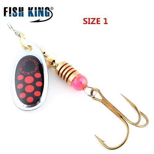 Fish King 1Pc Size0-Size5 Fishing Hard Lure Bait Leurre Peche Mepps Spoon-FISH KING First franchised Store-Black Red Size1-Bargain Bait Box
