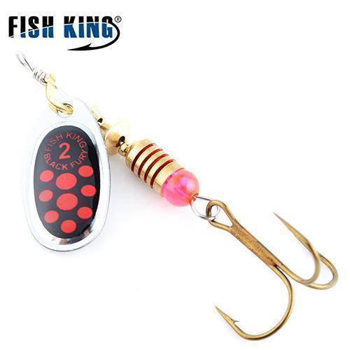 Fish King 1Pc Size0-Size5 Fishing Hard Lure Bait Leurre Peche Mepps Spoon-FISH KING First franchised Store-Black Red Size2-Bargain Bait Box
