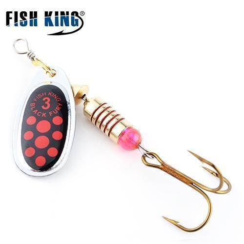 Fish King 1Pc Size0-Size5 Fishing Hard Lure Bait Leurre Peche Mepps Spoon-FISH KING First franchised Store-Black Red Size3-Bargain Bait Box