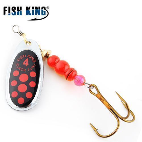 Fish King 1Pc Size0-Size5 Fishing Hard Lure Bait Leurre Peche Mepps Spoon-FISH KING First franchised Store-Black Red Size4-Bargain Bait Box