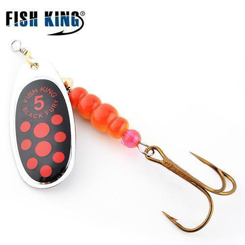 Fish King 1Pc Size0-Size5 Fishing Hard Lure Bait Leurre Peche Mepps Spoon-FISH KING First franchised Store-Black Red Size5-Bargain Bait Box