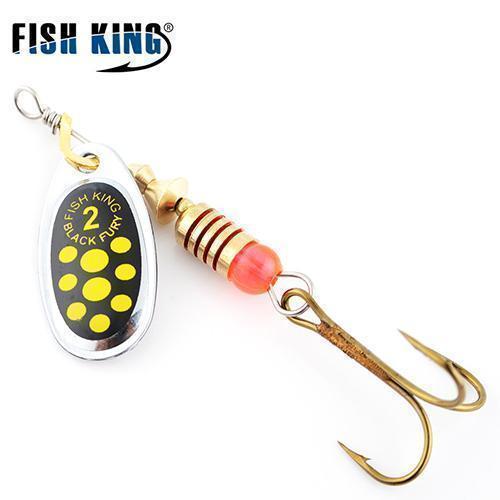 Fish King 1Pc Size0-Size5 Fishing Hard Lure Bait Leurre Peche Mepps Spoon-FISH KING First franchised Store-Black Yellow Size1-Bargain Bait Box
