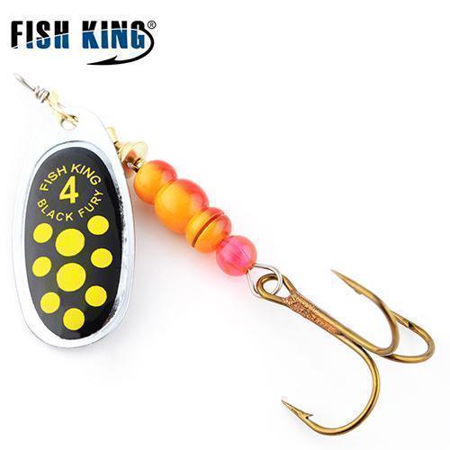 Fish King 1Pc Size0-Size5 Fishing Hard Lure Bait Leurre Peche Mepps Spoon-FISH KING First franchised Store-Black Yellow Size4-Bargain Bait Box