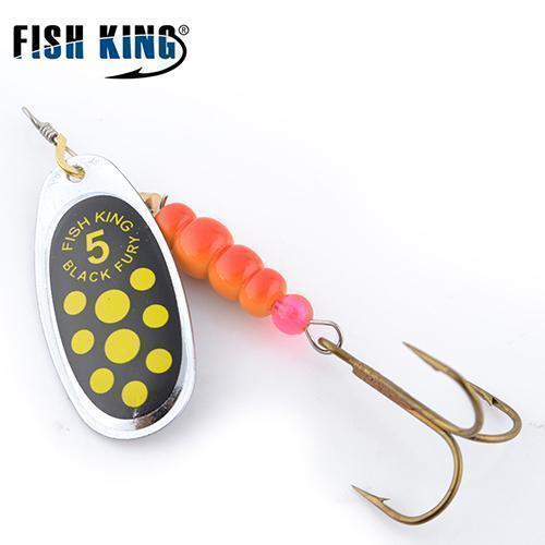 Fish King 1Pc Size0-Size5 Fishing Hard Lure Bait Leurre Peche Mepps Spoon-FISH KING First franchised Store-Black Yellow Size5-Bargain Bait Box