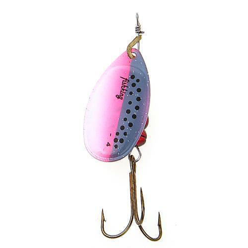Fish King 1Pc Size0-Size5 Fishing Lure Pesca Mepps Spinner Bait Spoon Lures With-FISH KING First franchised Store-Pink Blue Dot Size4-Bargain Bait Box