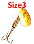 Fish King 1Pc Size0-Size5 Fishing Lure Pesca Mepps Spinner Bait Spoon Lures With-FISH KING First franchised Store-Yellow Black Dot 3-Bargain Bait Box