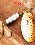 Fish King 1Pc Size0-Size5 Fishing Lure Pesca Mepps Spinner Bait Spoon Lures With-FISH KING First franchised Store-Yellow Black Dot 5-Bargain Bait Box