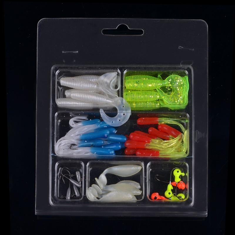 Fish King 35Pcs Soft Worm Bait Lure+10Pcs Lead Jig Head Hook Combination Set-FISH KING First franchised Store-Bargain Bait Box