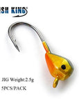 Fish King 5Pcs 1.6G/2.5G/5G Ice Fishing Lure Hard Lure With Bait Jig Lead Head-Fishing Tackle-Brown-Bargain Bait Box