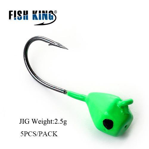 Fish King 5Pcs 1.6G/2.5G/5G Ice Fishing Lure Hard Lure With Bait Jig Lead Head-Fishing Tackle-Light Green-Bargain Bait Box