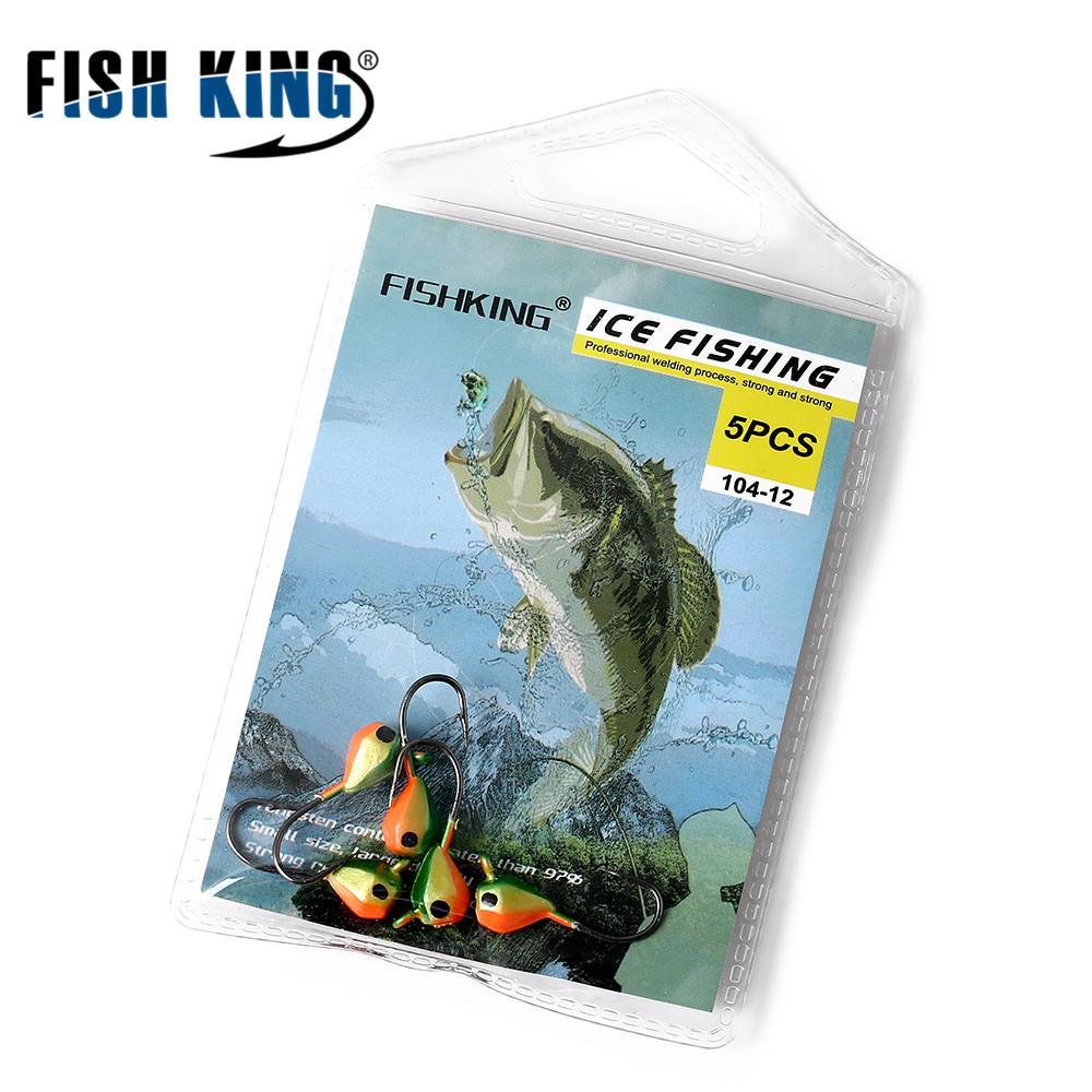 Fish King 5Pcs 1.6G/2.5G/5G Ice Fishing Lure Hard Lure With Bait Jig Lead Head-Fishing Tackle-White-Bargain Bait Box