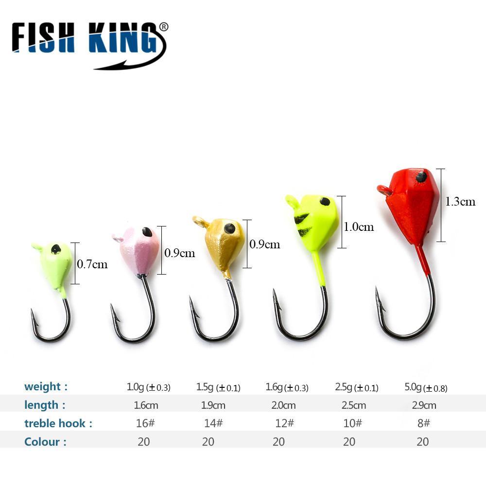 Fish King 5Pcs 1.6G/2.5G/5G Ice Fishing Lure Hard Lure With Bait Jig Lead Head-Fishing Tackle-White-Bargain Bait Box