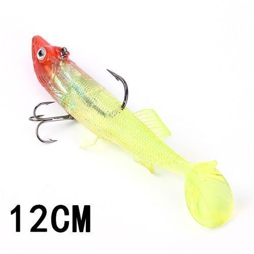 Fish King 8/10/12/14Cm 6 Color Soft 3D Eyes Lead Fishing Lures With T Tail-Fishing Tackle-021 12CM-Bargain Bait Box