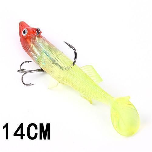 Fish King 8/10/12/14Cm 6 Color Soft 3D Eyes Lead Fishing Lures With T Tail-Fishing Tackle-021 14CM-Bargain Bait Box