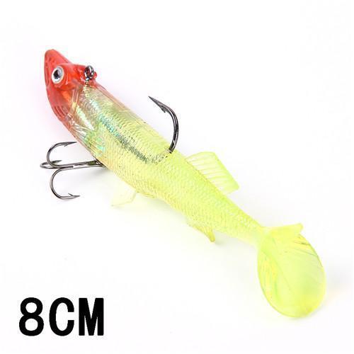 Fish King 8/10/12/14Cm 6 Color Soft 3D Eyes Lead Fishing Lures With T Tail-Fishing Tackle-021 8CM-Bargain Bait Box